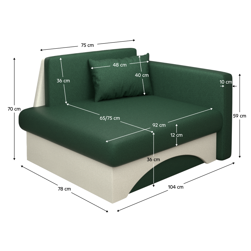 Fotoliu extensibil, verde/bej, KUBOŠ NEW UNI
