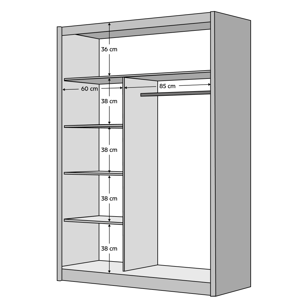 Dulap cu uşi glisante, negru / stejar craft, 150x215 cm, LADDER