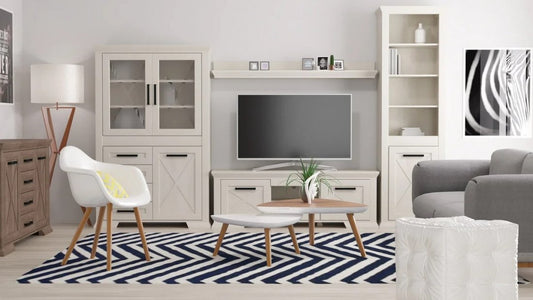 Living Marsel - vitrină REG1D1W, comodă RTV, vitrină REG2D2W, poliță
