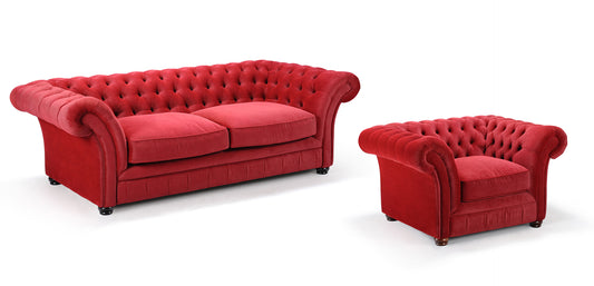 Canapea fixă London Chesterfield, cu 2 locuri