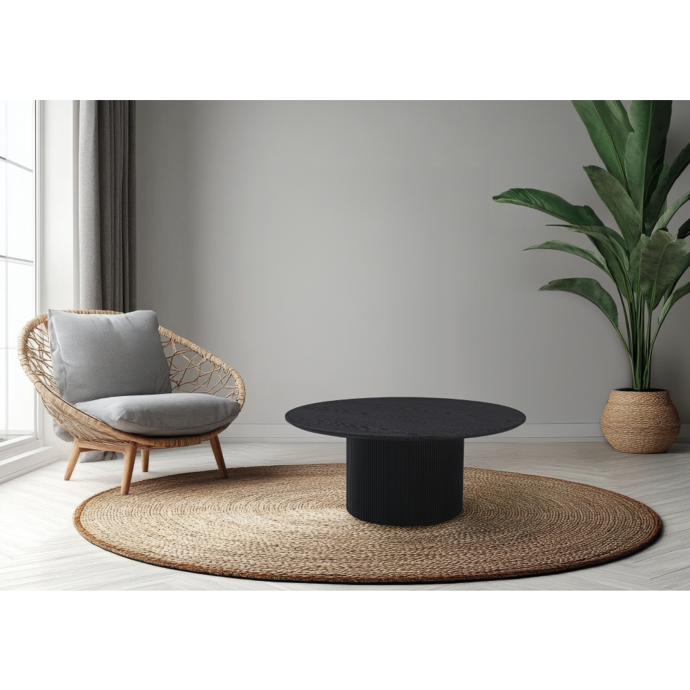 Măsuţă de cafea, negru, diametru 80 cm, MAHIR TYP 2