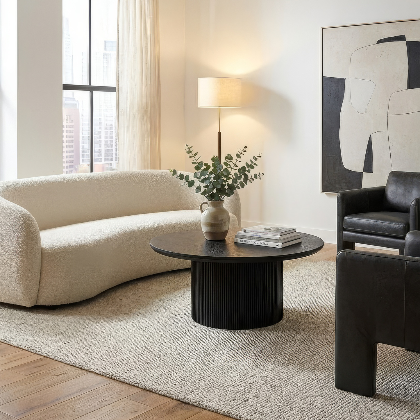 Măsuţă de cafea, negru, diametru 80 cm, MAHIR TYP 2