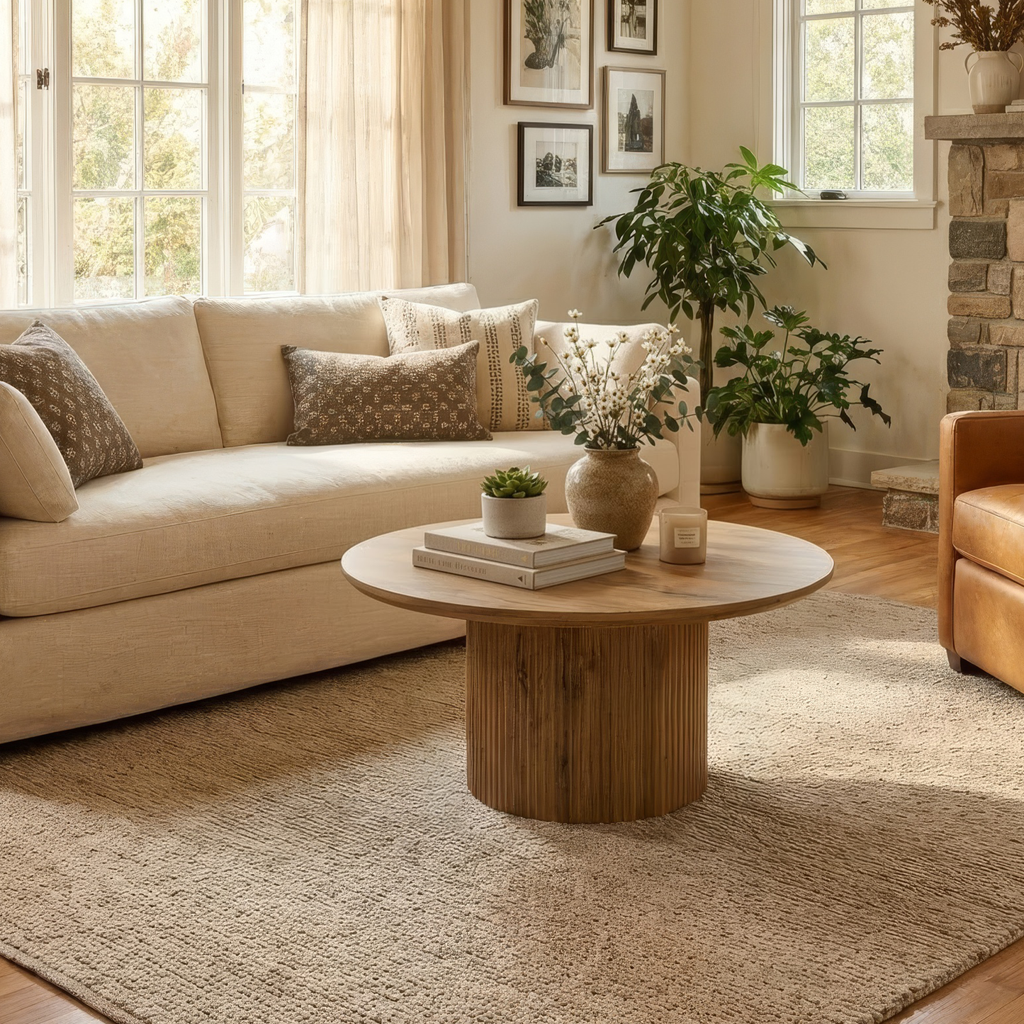 Măsuţă de cafea, stejar, diametru 80 cm, MAHIR TYP 2