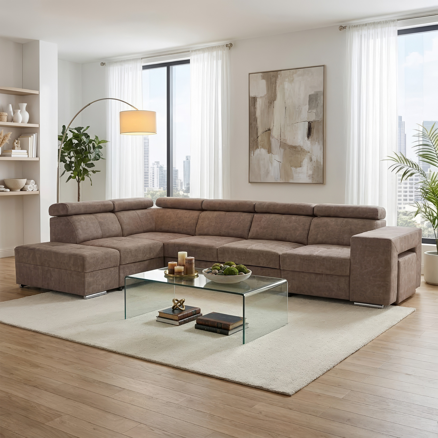 Set canapea, bej, pe stânga, MALAGA BIG