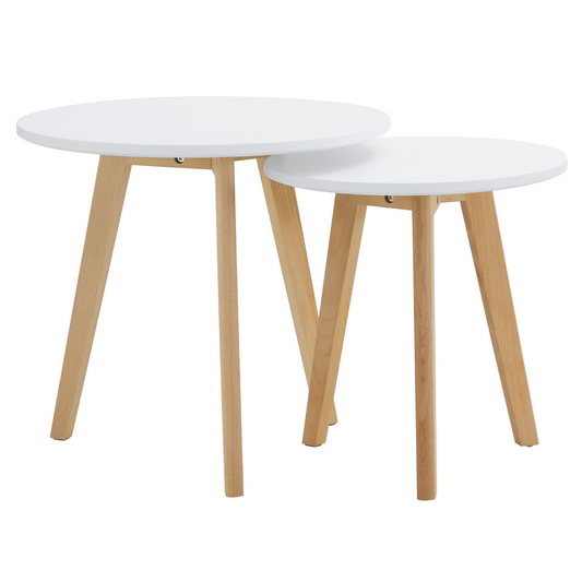 Set 2 măsuţe pt. cafea, alb/fag, MALTO 2 NEW