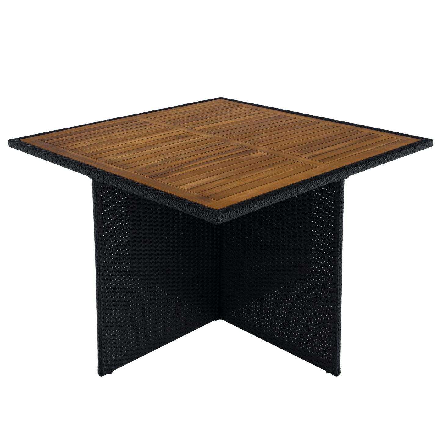 Set de grădină din ratan, lemn de salcâm, negru/crem/natural, MELFORD