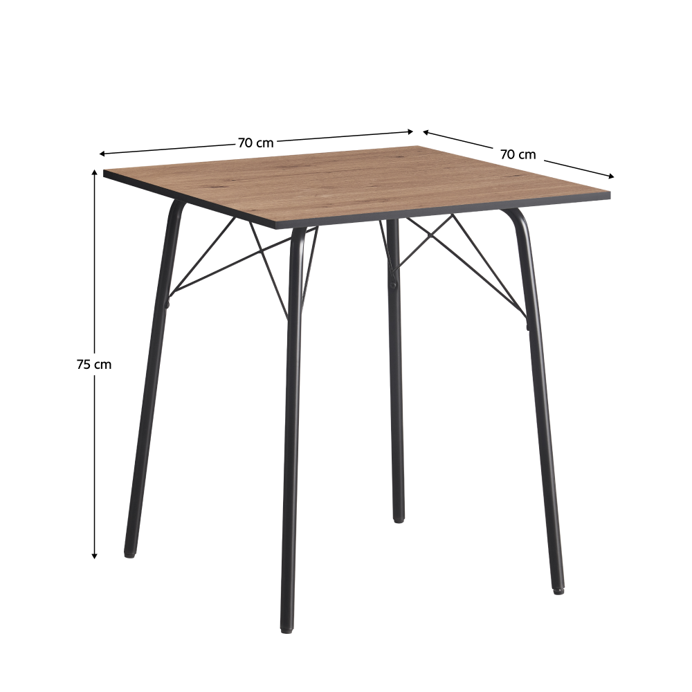 Masă dining, stejar artisan / neagră, 70x70x75 cm, NALAK TIP 1