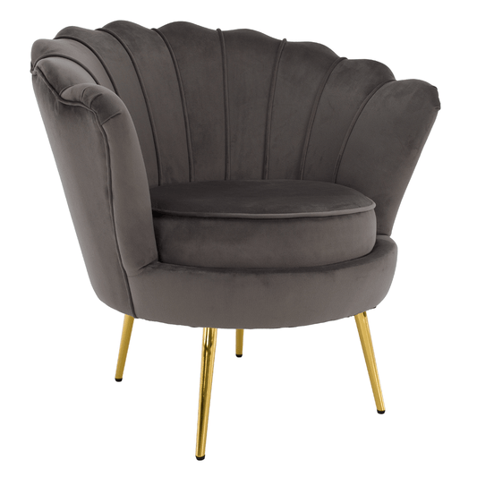 Fotoliu în stilul Art-deco, gri-maro ţesătură Velvet/gold crom auriu, NOBLEO