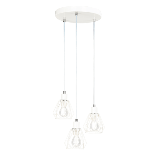 Lampă suspendată, alb/metal, OKIRA TIP 1