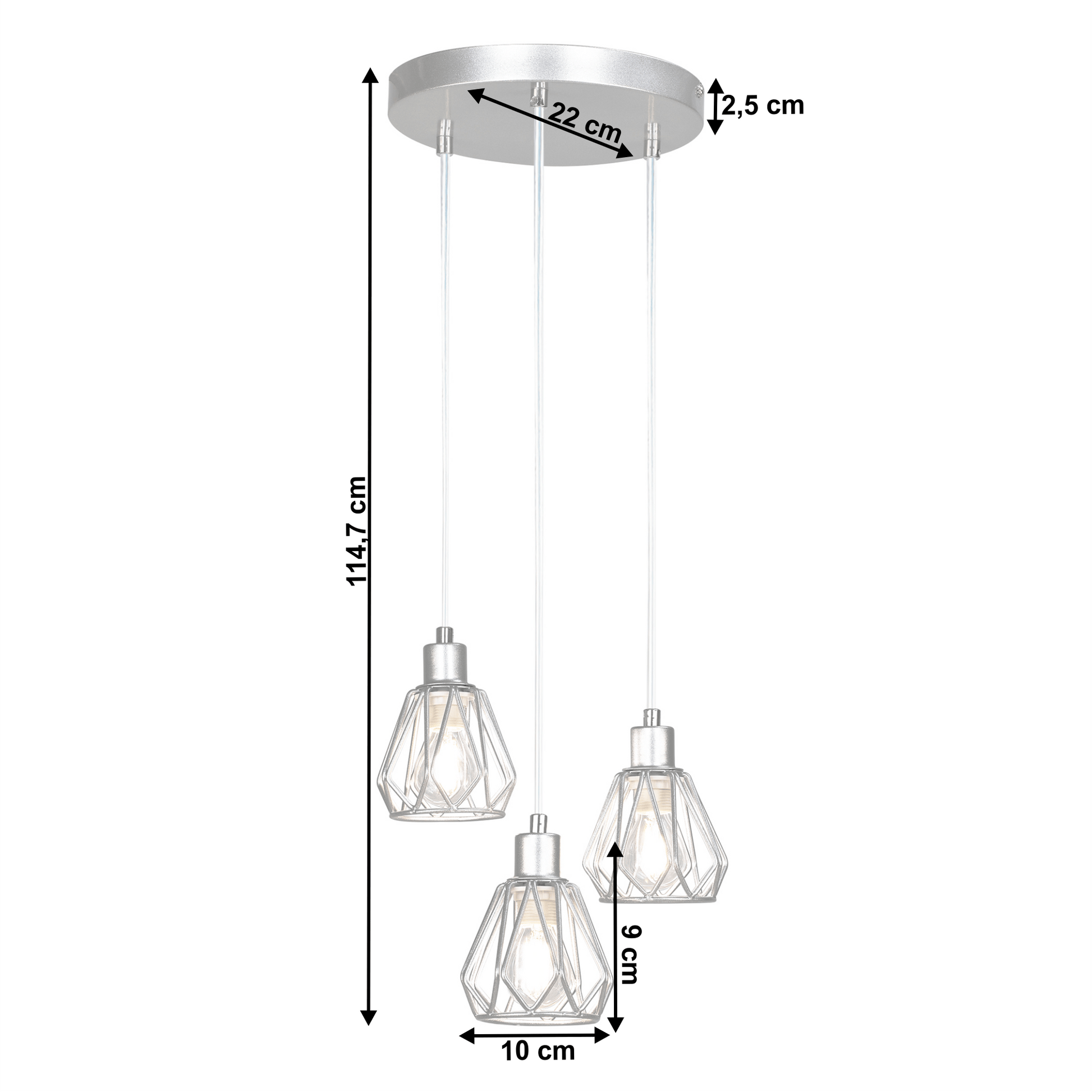 Lampă suspendată, argintiu/metal, OKIRA TIP 1