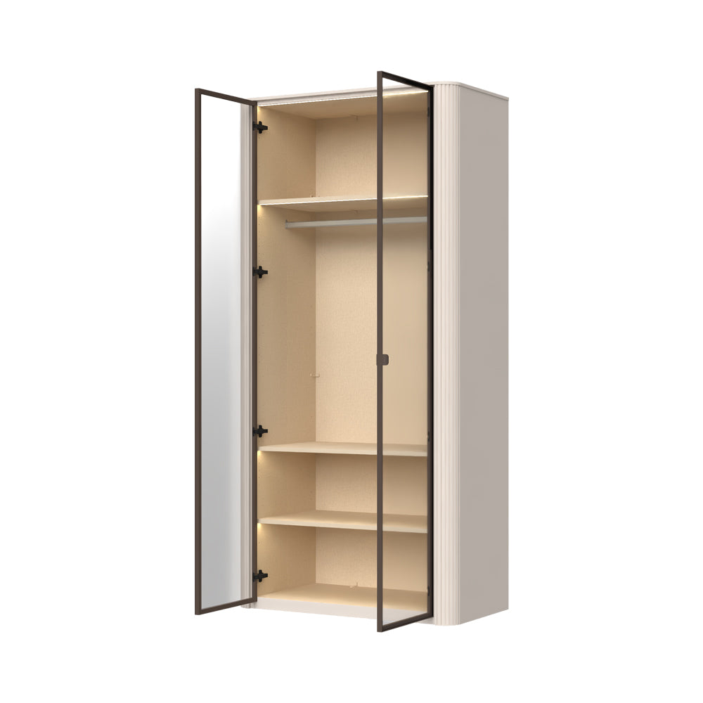 RONDO Dulap 2 usi din sticla cu rame din aluminiu P2-2AL/RO, 108 x 56 x 225 cm