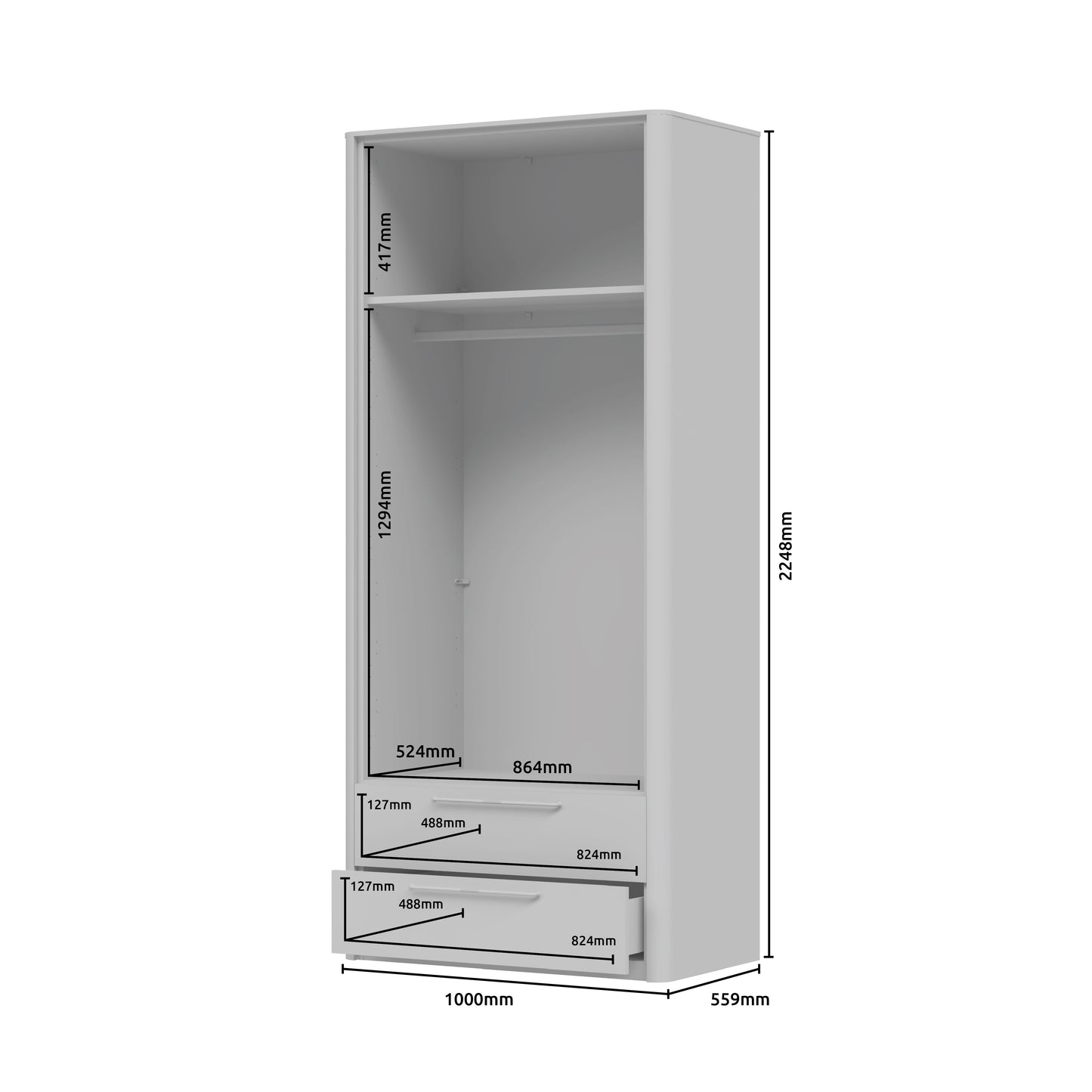 AIR Dulap 2 usi P22/ AI, 100 x 56 x 225 cm