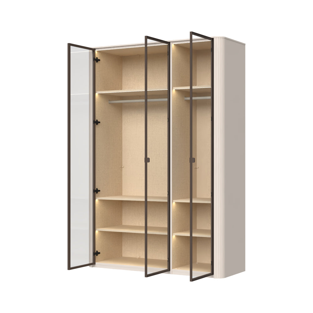 RONDO Dulap 3 usi din sticla cu rame din aluminiu P3-3AL/RO, 153 x 56 x 225 cm