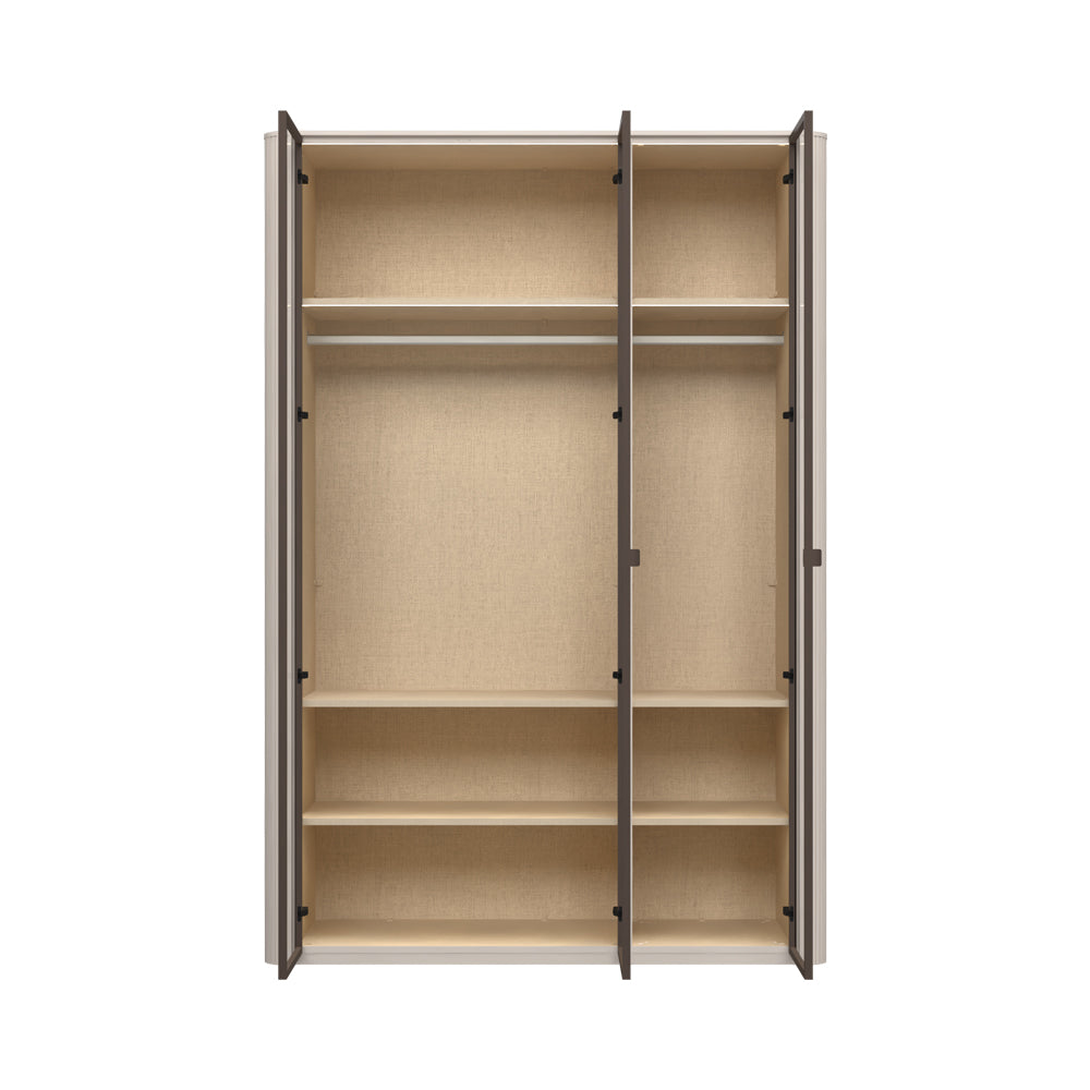 RONDO Dulap 3 usi din sticla cu rame din aluminiu P3-3AL/RO, 153 x 56 x 225 cm