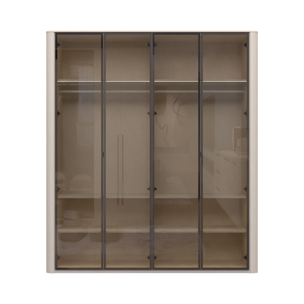 RONDO Dulap 4 usi din sticla cu rame din aluminiu P4-4AL/RO, 198 x 56 x 225 cm