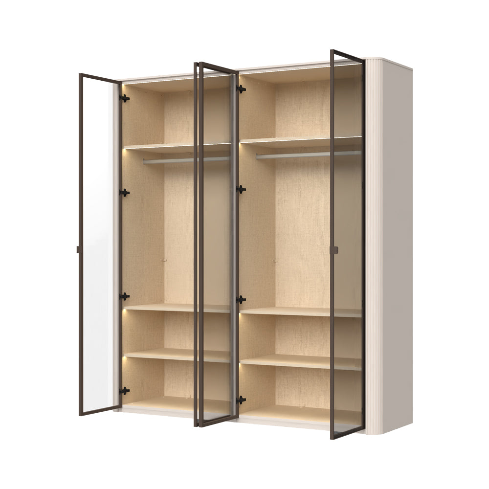 RONDO Dulap 4 usi din sticla cu rame din aluminiu P4-4AL/RO, 198 x 56 x 225 cm