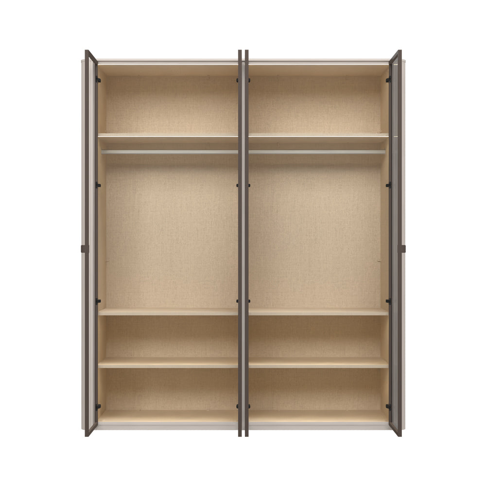 RONDO Dulap 4 usi din sticla cu rame din aluminiu P4-4AL/RO, 198 x 56 x 225 cm