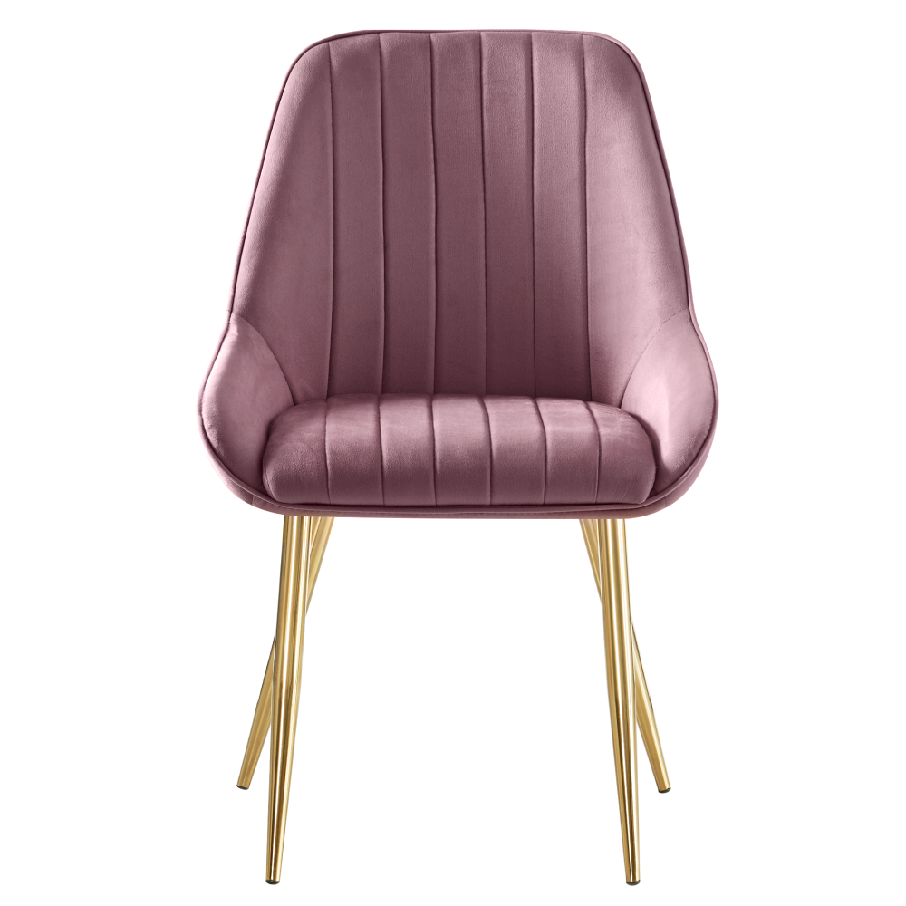 Scaun de dining, roz ţesătură Velvet/gold crom-auriu, PERLIA