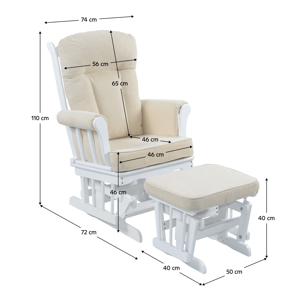 Scaun balansoar cu suport pentru picioare, alb/crem, SAFORD