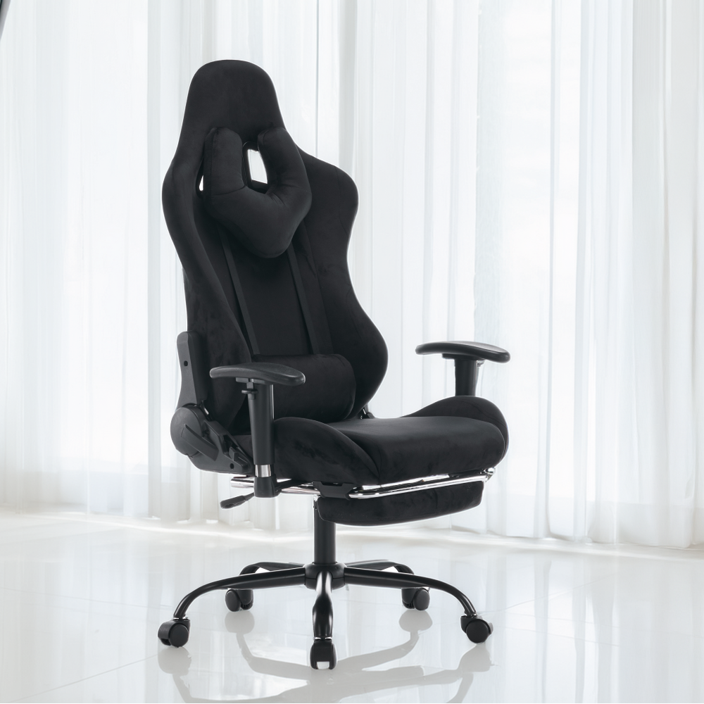 Scaun de birou/gaming, negru, ţesătură Velvet, SALOP