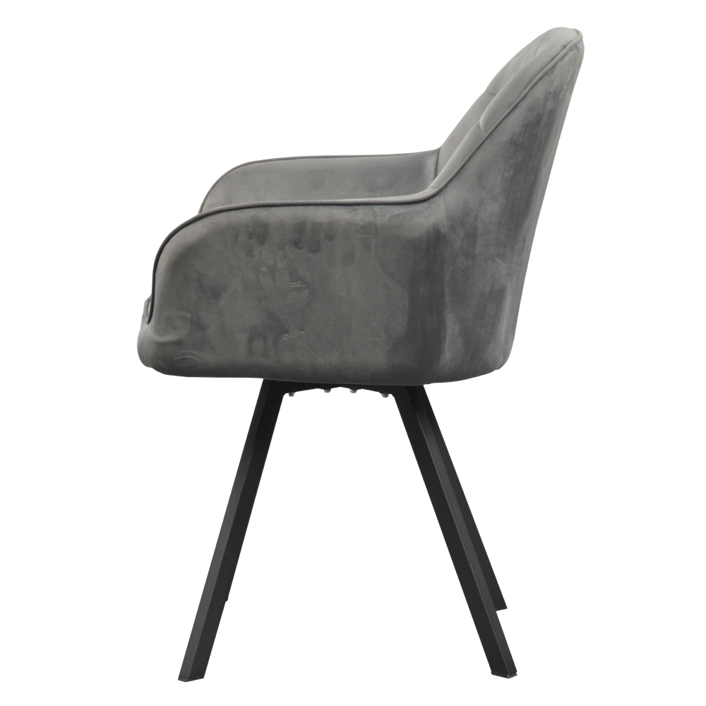 Fotoliu pentru sufragerie pivotant, ţesătură Velvet gri închis, SAMANTA