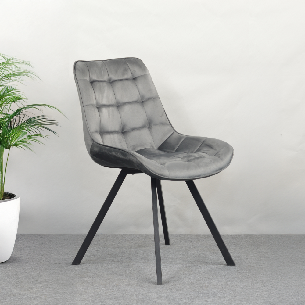 Scaun de sufragerie, ţesătură Velvet gri închis/negru, SAMIRA