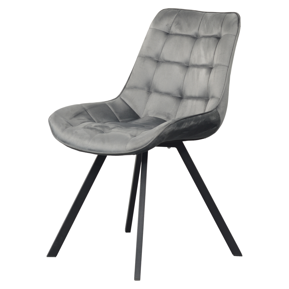 Scaun de sufragerie, ţesătură Velvet gri închis/negru, SAMIRA