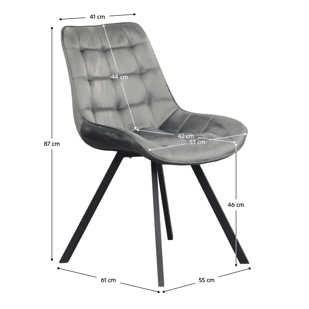 Scaun de sufragerie, ţesătură Velvet gri închis/negru, SAMIRA