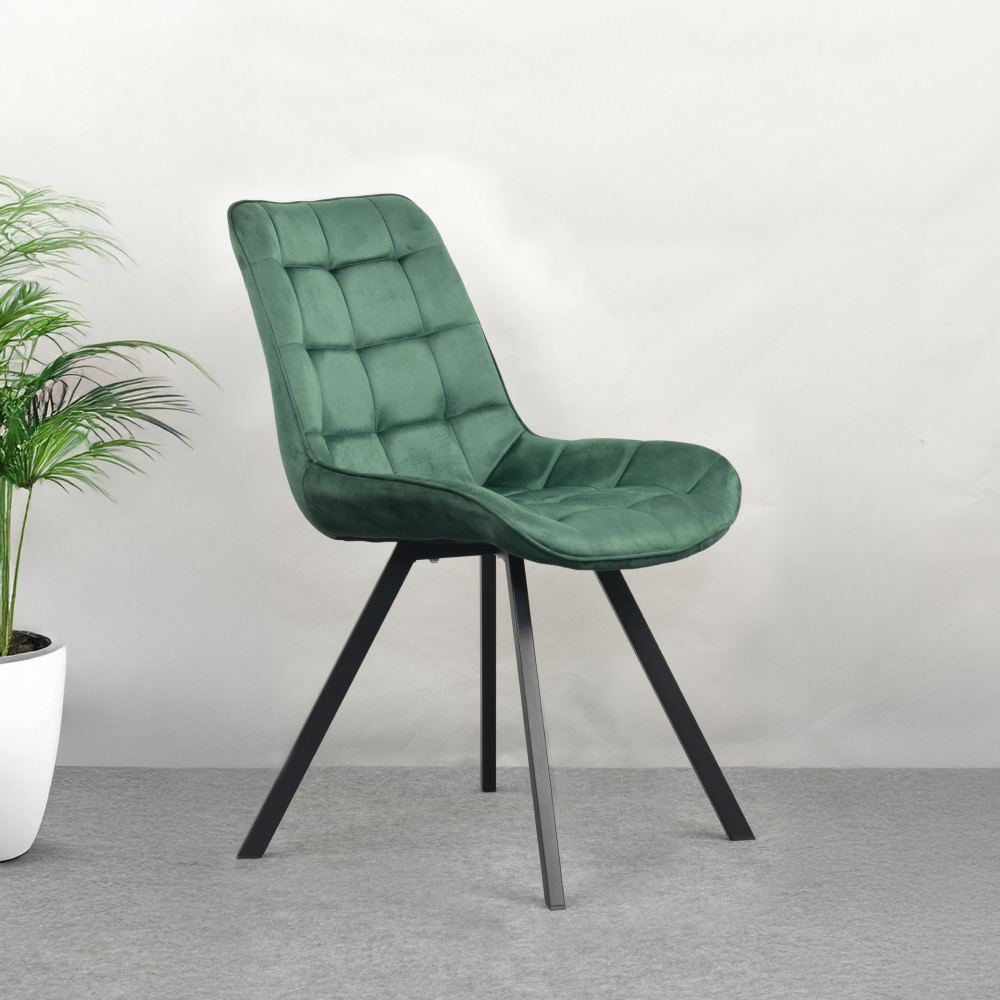 Scaun de luat masa, ţesătură Velvet verde închis/negru, SAMIRA