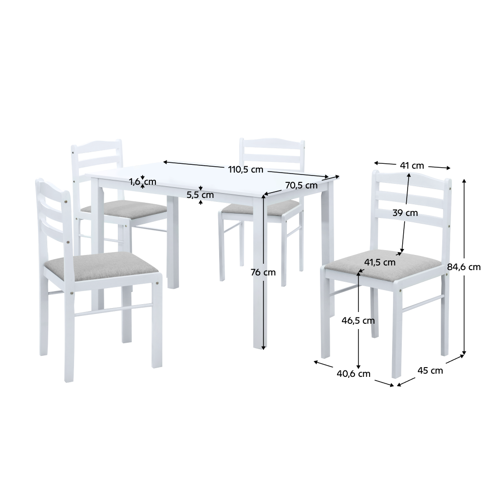 Set de sufragerie 1+4, alb/gri bej, SOMIN