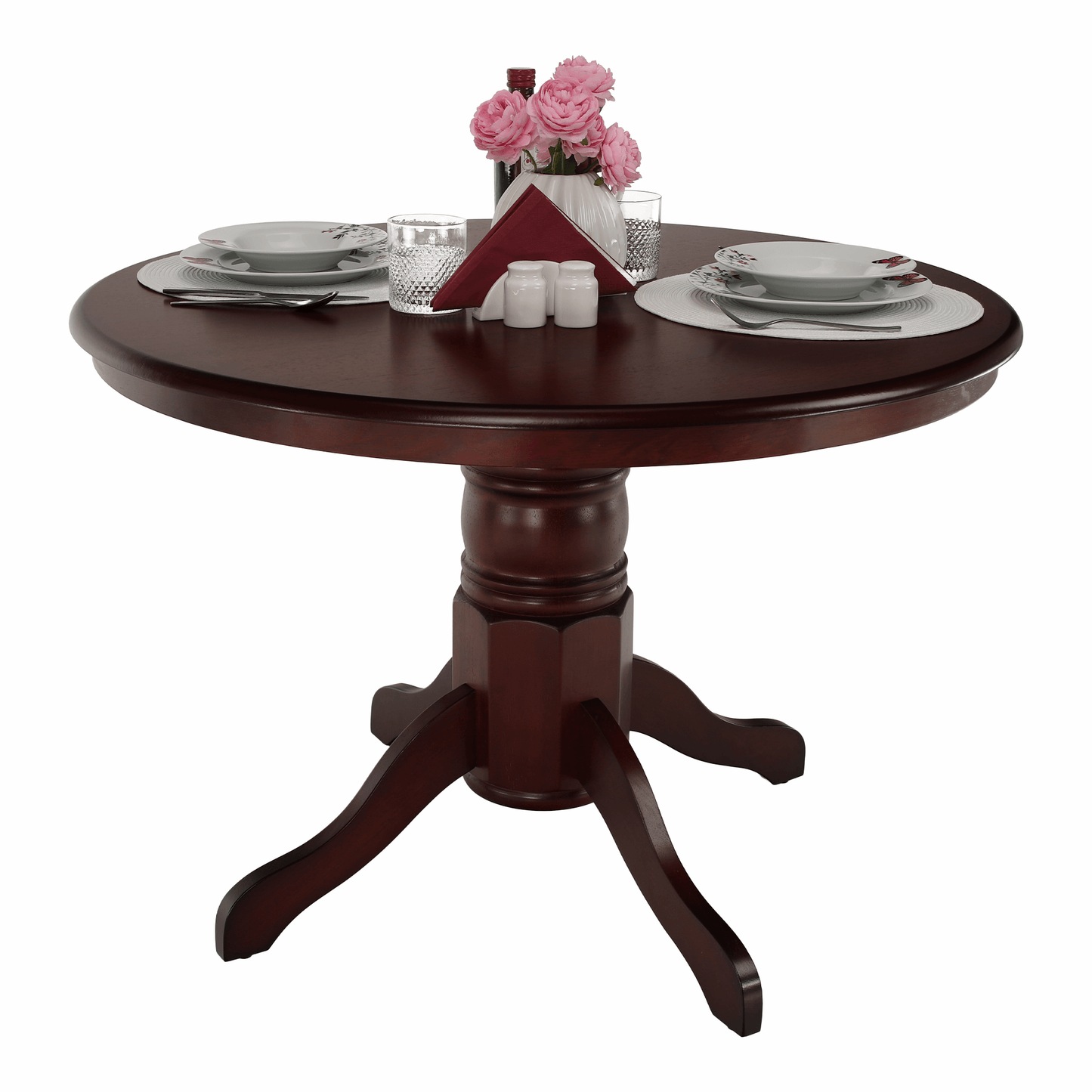 Masă de luat masa, rotundă, castanie, diametru 106 cm, TABLOS