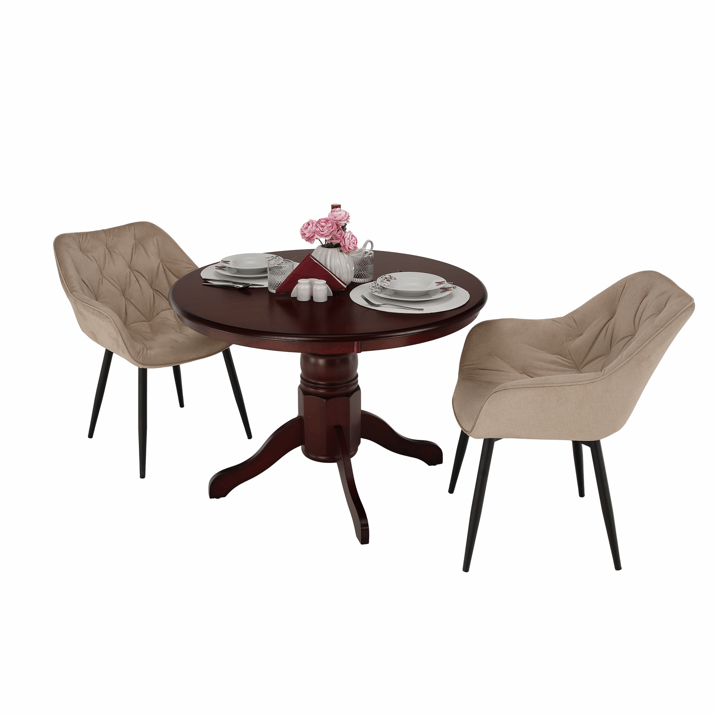 Masă de luat masa, rotundă, castanie, diametru 106 cm, TABLOS