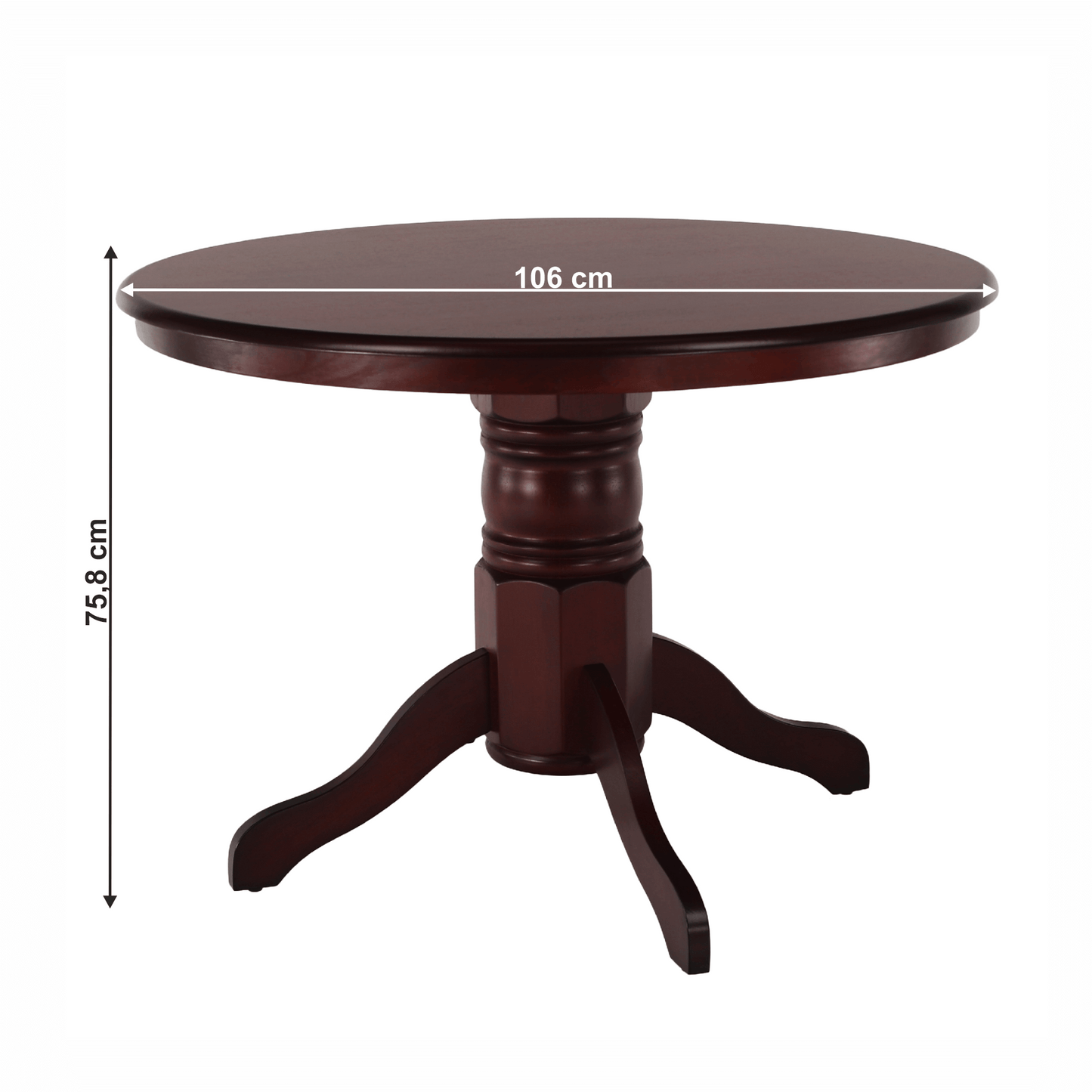 Masă de luat masa, rotundă, castanie, diametru 106 cm, TABLOS