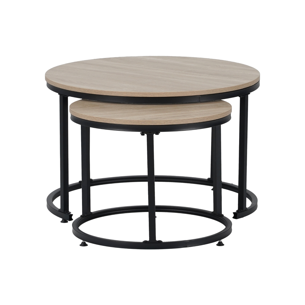 Măsuţe de cafea, set de 2 buc., stejar sonoma/negru, TARNI