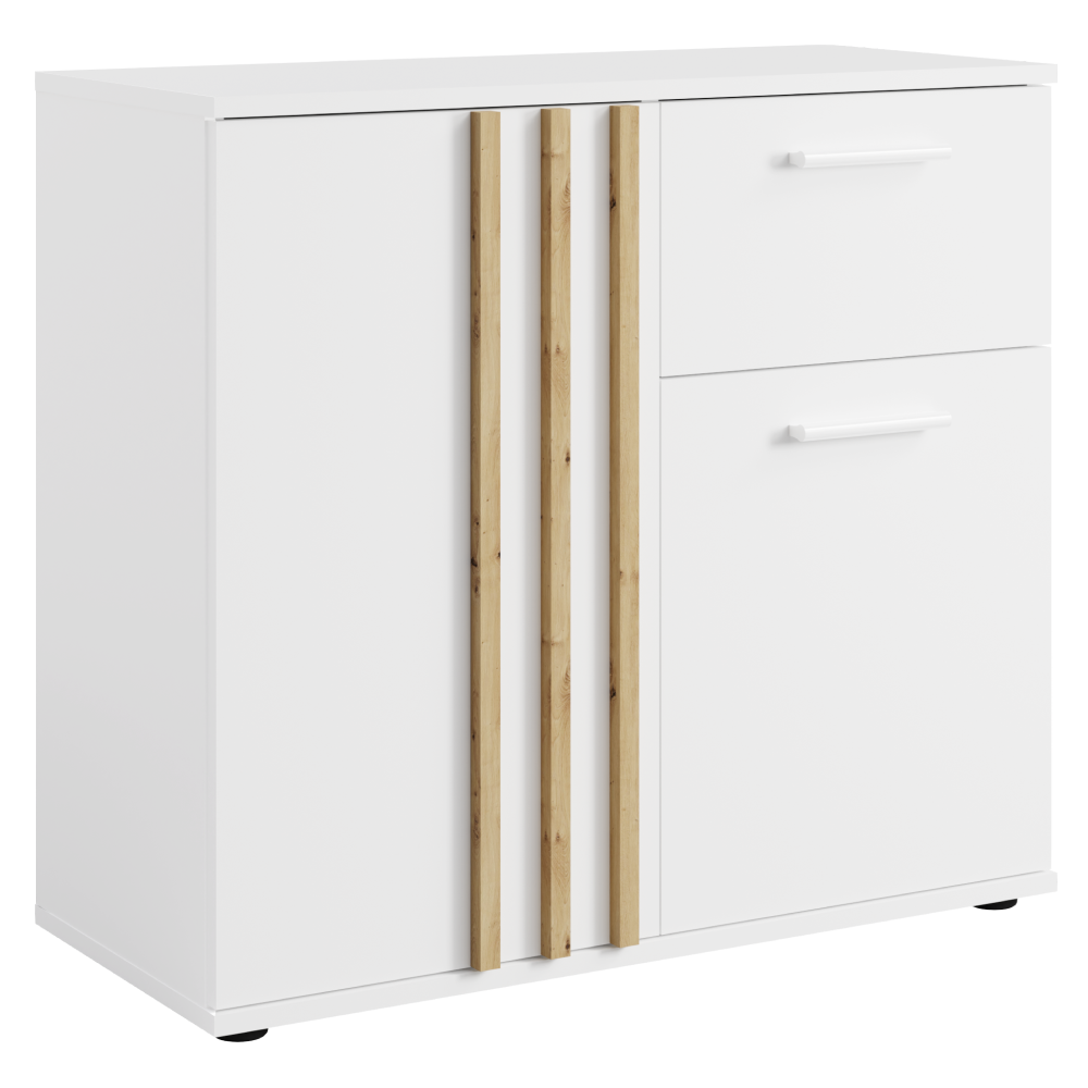 Comodă, 2D1S, alb/stejar artisan, TOLIS TYP 4