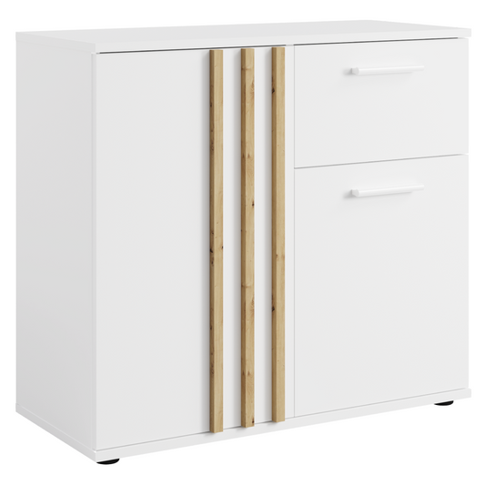 Comodă, 2D1S, alb/stejar artisan, TOLIS TYP 4