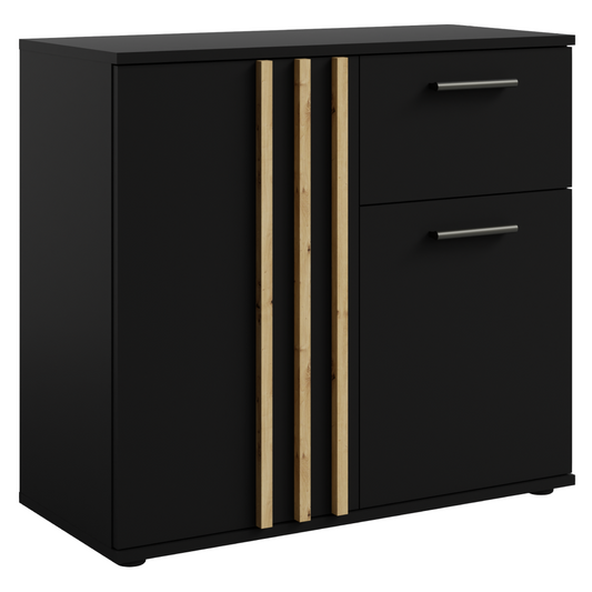 Comodă, 2D1S, neagră/stejar artisan, TOLIS TYP 4