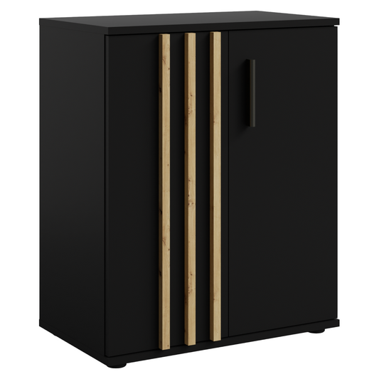 Comodă, 2D, neagră/stejar artisan, TOLIS TYP 1