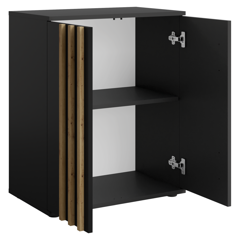 Comodă, 2D, neagră/stejar artisan, TOLIS TYP 1