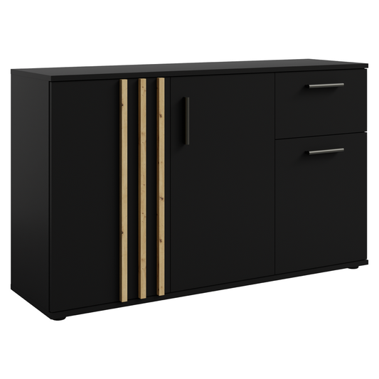 Comodă, 3D1S, neagră/stejar artisan, TOLIS TYP 2