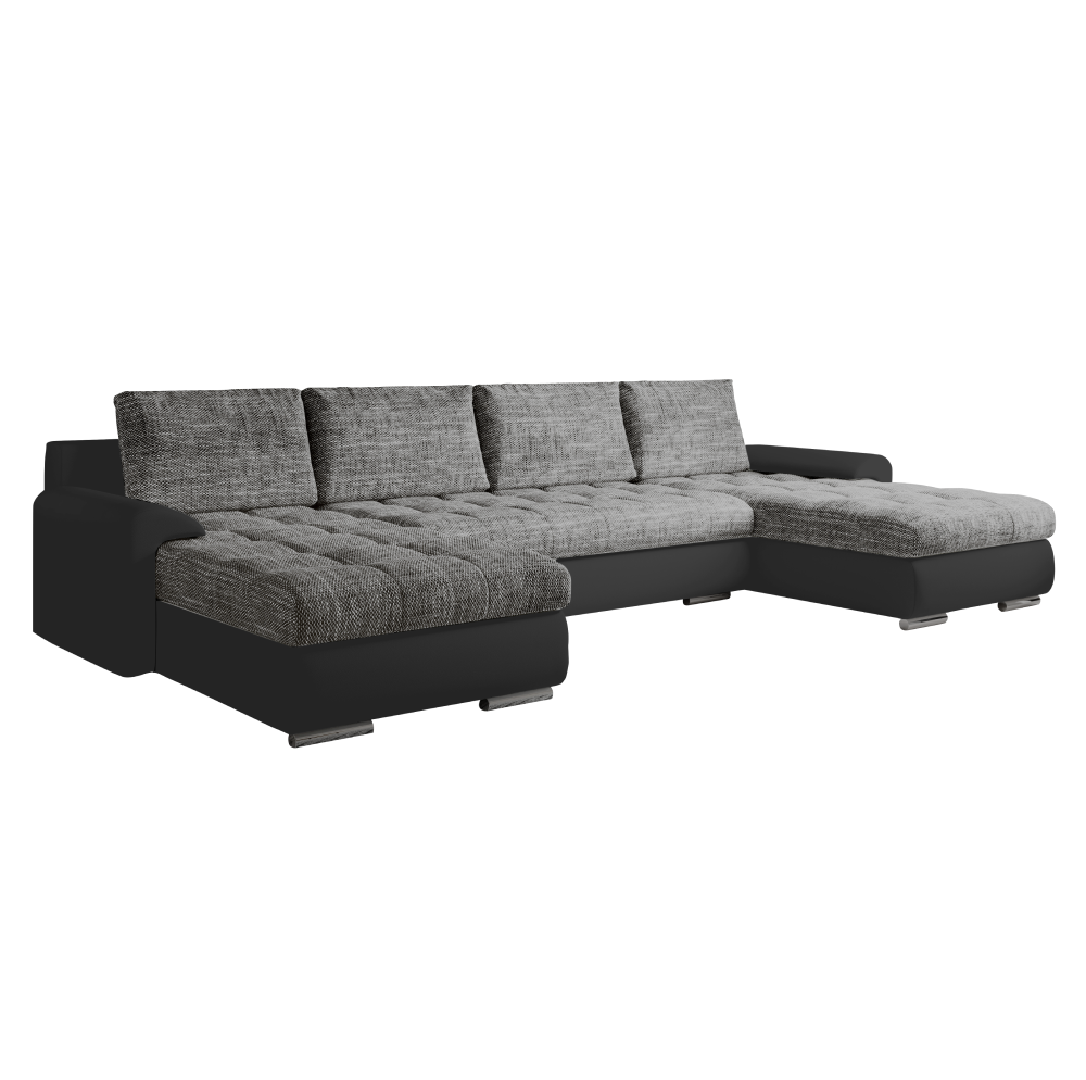 Set canapea universal, piele ecologică negru/melir gri, TOLITA U UNI
