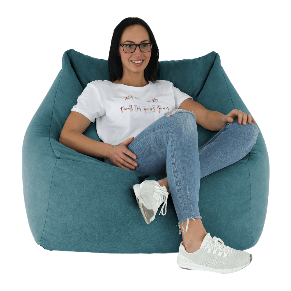 Fotoliu tip sac, material textil verde, URASON