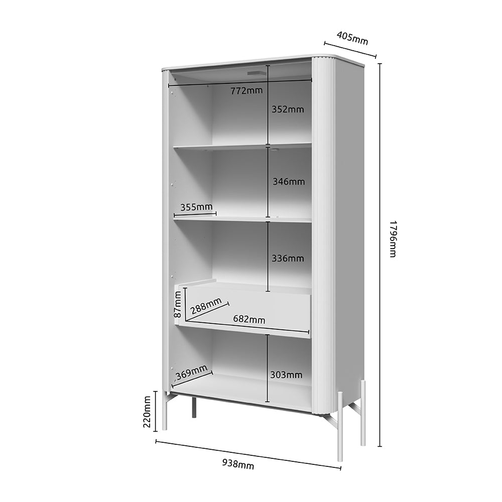 RONDO vitrina V2KS/ RO, 94 x 41 x 180 cm
