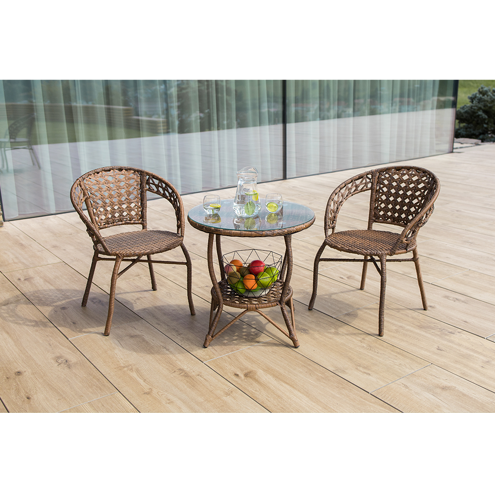 Set de grădină din rattan  1 + 2, maro, JARUB