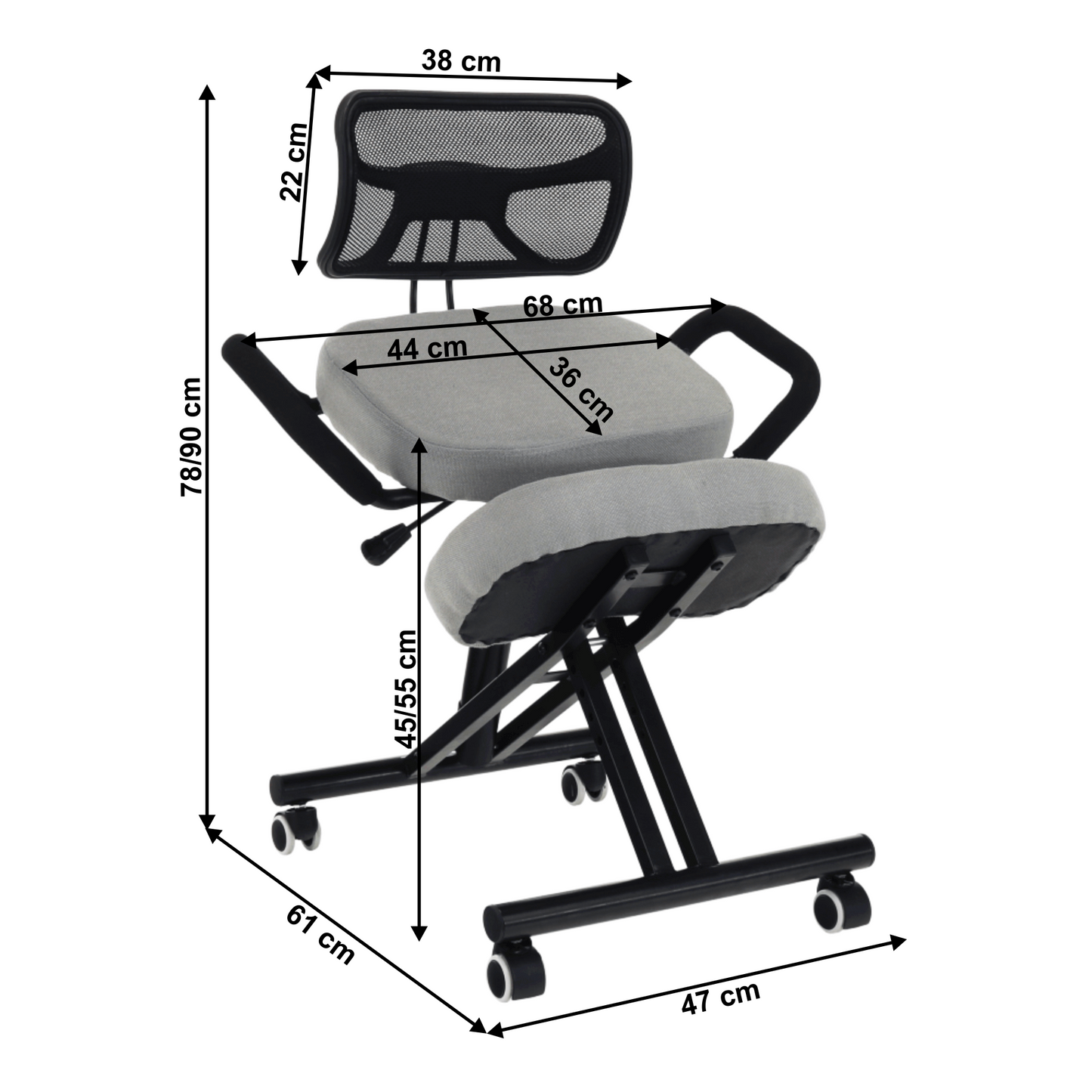 Scaun de îngenunchiere ergonomic, gri-maro Taupe / negru, RUFUS