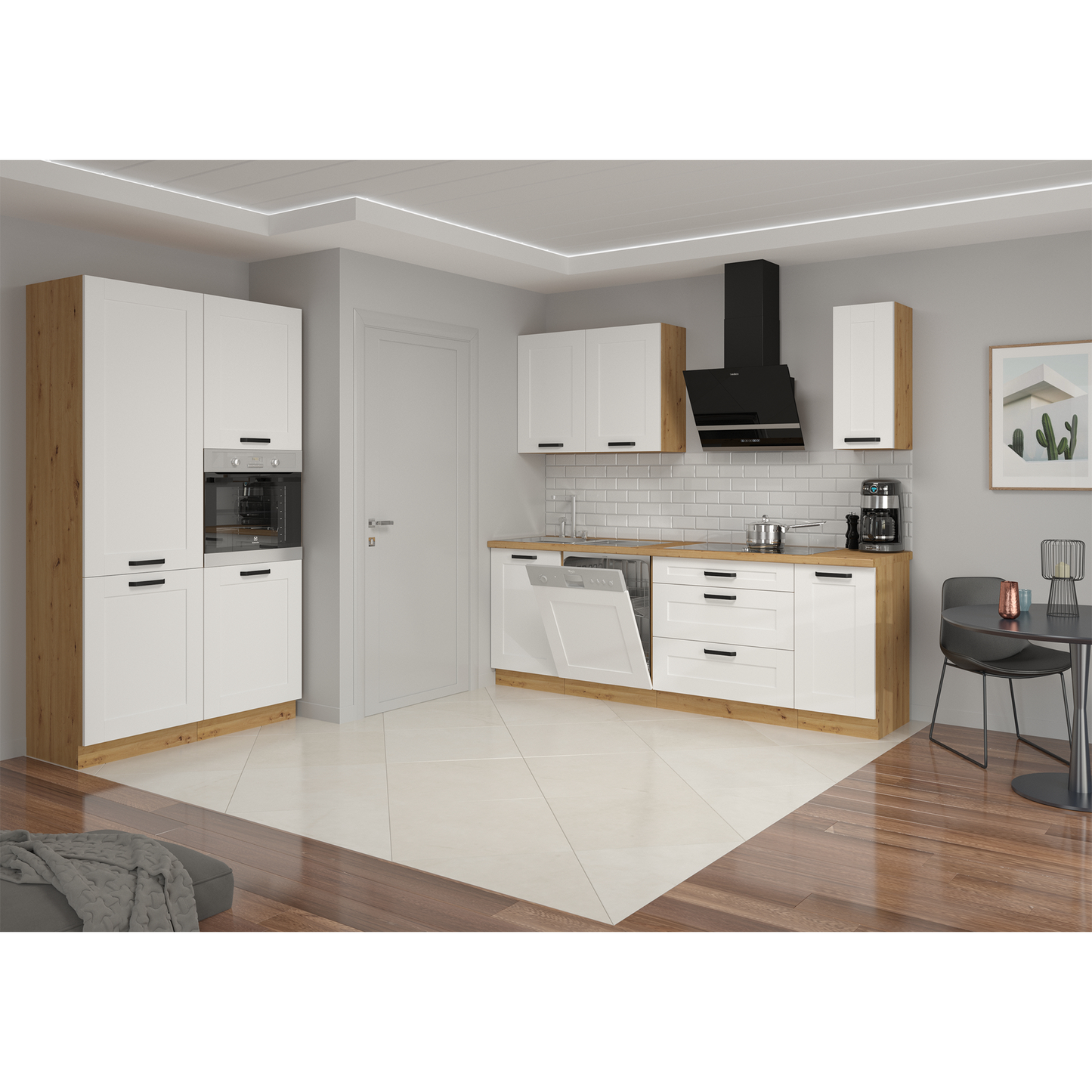 Dulap superior, alb/stejar artisan, LULA 60 NAGU-36 1F