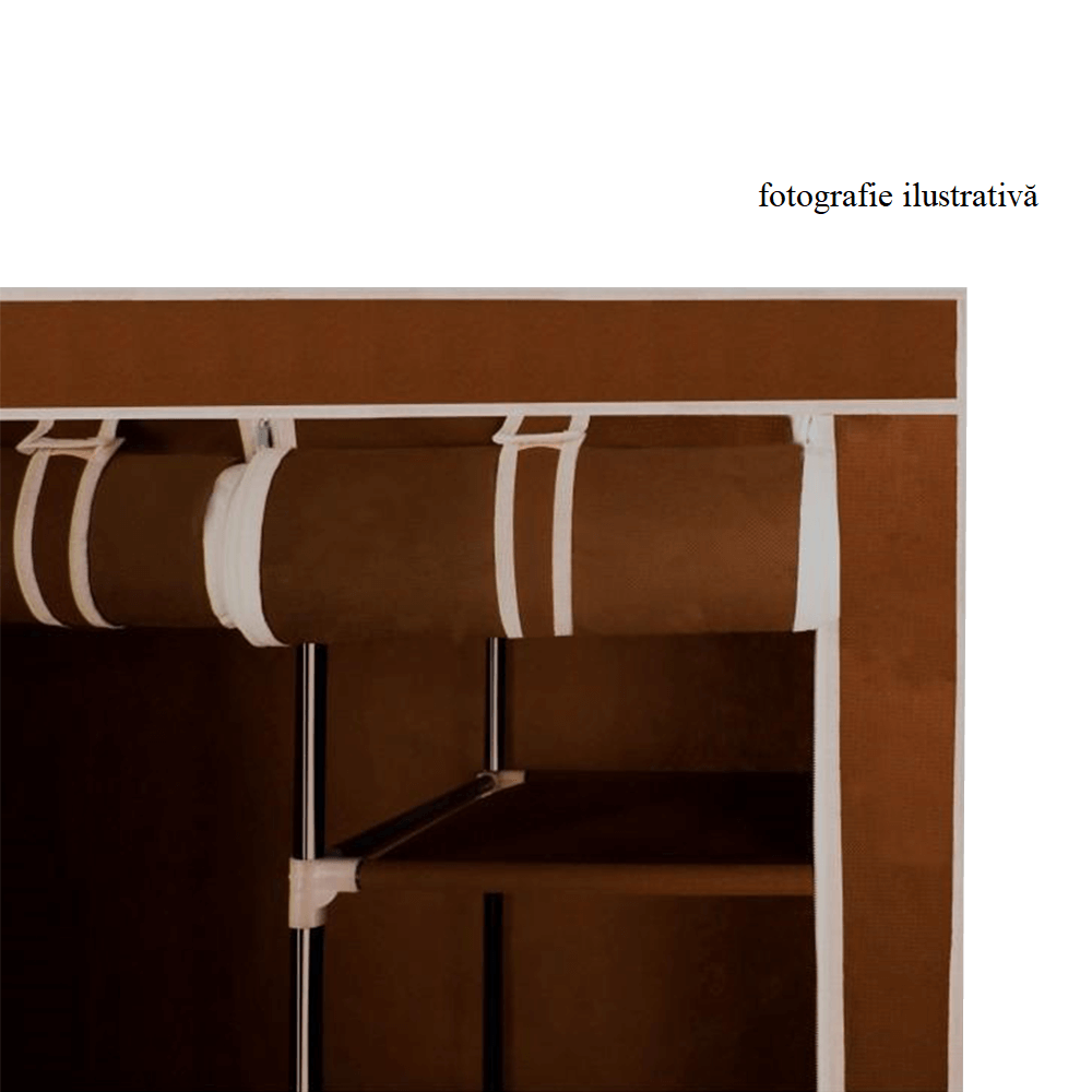 Organizator de garderobă, material textil/metal, maro, METIN VNW15