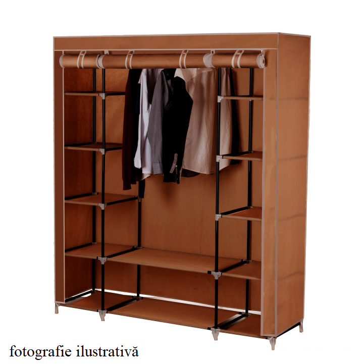 Organizator de garderobă, material textil/metal, maro, METIN VNW15