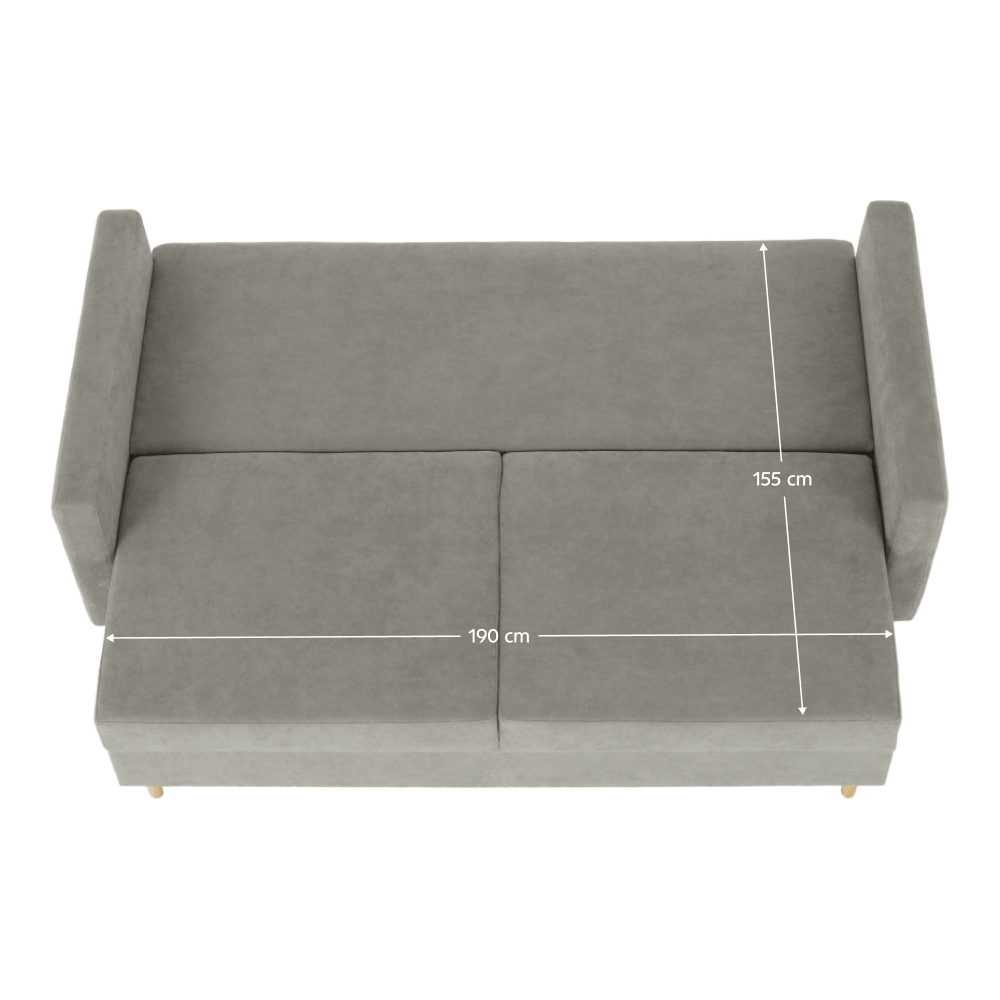Canapea extensibilă, gri textil  Queens, AURELIA