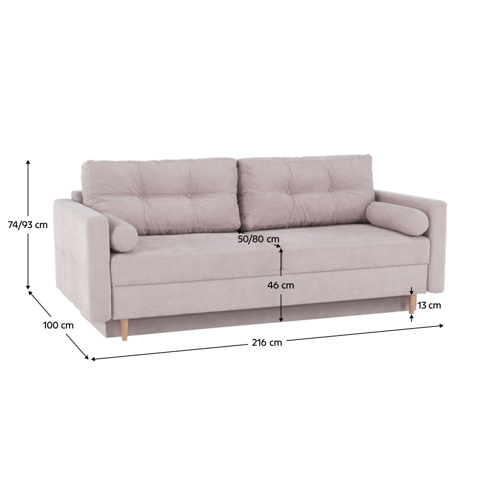 Canapea extensibilă, roz antic textil Queens, AURELIA